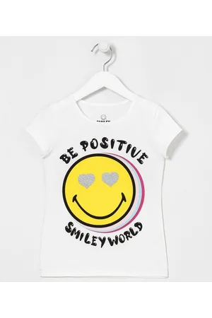SMILEY® Blusa Infantil Estampa SmileyWorld com Olhos de Coração - Tam 5 a 14 anos