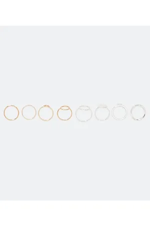 Cubus Kit 08 Anéis em Metal Minimalistas e Banho Misto
