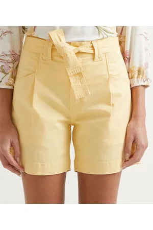 Marfinno Short Longo em Sarja com Cinto Faixa e Cós Elástico