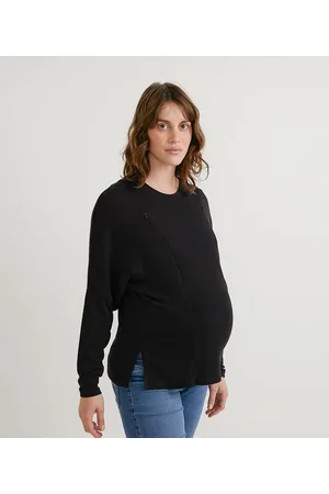 Maternity Blusão em Moletom com Detalhe em Zíper para Amamentação
