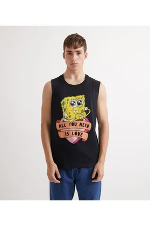 Spongebob Regata em Algodão Estampa All You Need is Love