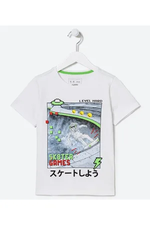 Fuzarka Camiseta Infantil Estampa Leão Skatista - Tam 5 a 14 anos