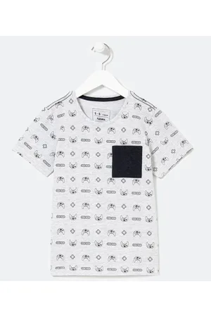 Fuzarka Camiseta Infantil com Estampa Controles com Bolsinho - Tam 5 a 14 anos