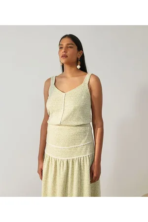 Marfinno Blusa Regata em Viscose com Efeito Tweed
