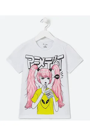 Fuzarka Camiseta Infantil com Estampa Mangá - Tam 5 a 14 Anos