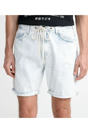 Blue Steel Bermuda Slim em Jeans com Cós Elástico