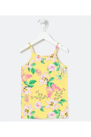 Fuzarka Blusa Infantil Regata Estampa Floral - Tam 5 a 14 anos