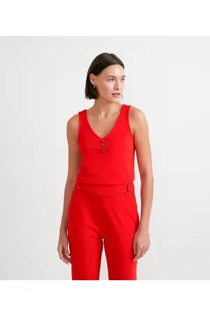 Cortelle Blusa Regata em Poliéster com Detalhe em Botões Frontais