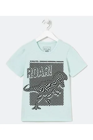 Fuzarka Camiseta Infantil Estampa Efeito Relevo de Dinossauro - Tam 5 a 14 anos