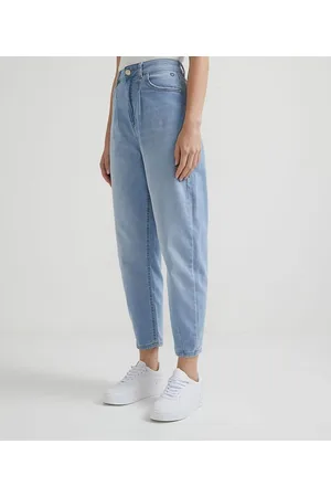 Blue Steel Calça Baggy em Jeans Moletom Delavê Comfy