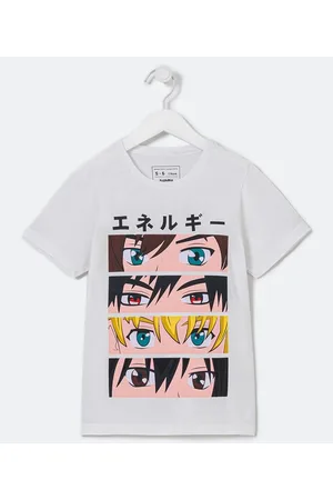 Fuzarka Camiseta Infantil Estampa Personagens Japonismo - Tam 5 a 14 anos