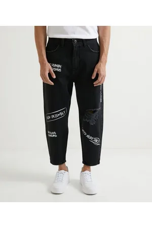Blue Steel Calça Balloon em Jeans com Estampa em Lettering