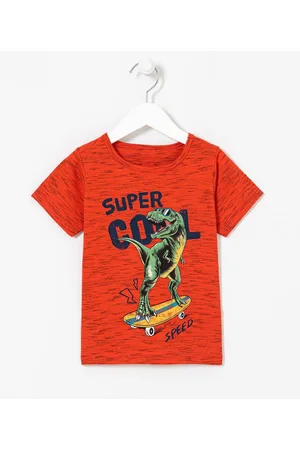 Póim (1 a 5 anos) Camiseta Infantil Estampa de Dino Skatista - Tam 1 a 5 anos