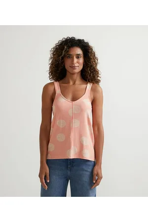 Marfinno Blusa sem Manga em Viscose com Estampa Poá Telado