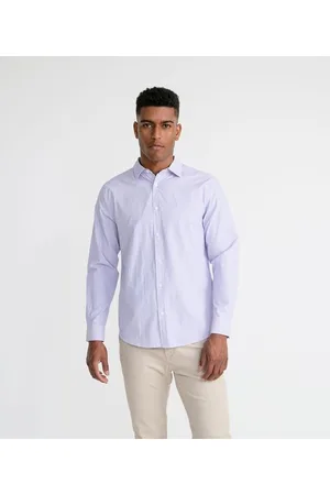 Camisa Regular em Algodão com Estampa Xadrez Vichy Azul