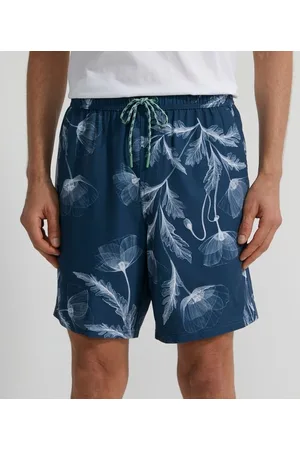 SHORT DE BANHO AZUL ESTAMPADO FLORAL