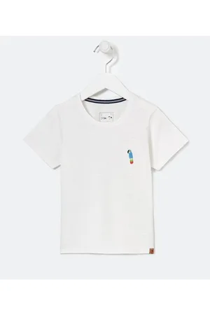 Póim (1 a 5 anos) Camiseta Infantil Manga Curta com Bordado Arara - Tam 1 a 4 anos