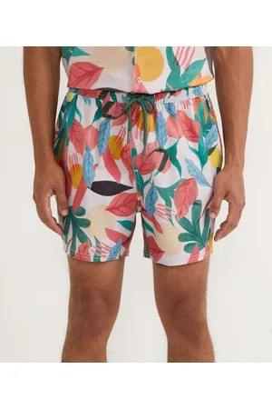 Blue Steel Bermuda Paper Touch com Estampa Folhagens