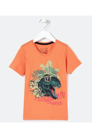 Fuzarka Camiseta Infantil com Estampa Dinossauro de Óculos - Tam 5 a 14 anos