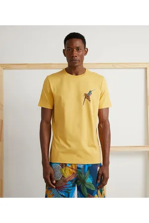 Nila do Cerrado Camiseta Manga Curta com Estampa Beija-Flor em Algodão Peruano