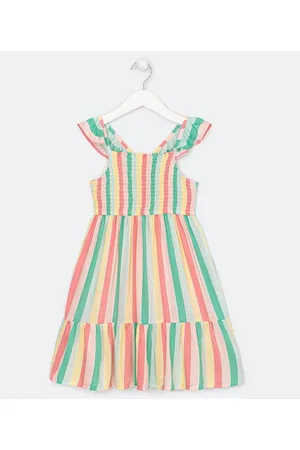 Fuzarka Vestido Infantil em Viscose Listrado com Lastex - Tam 5 a 14 anos