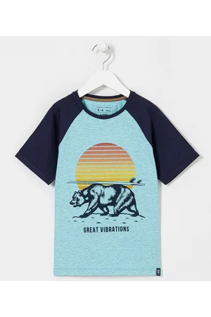 Fuzarka Camiseta Infantil Estampa Urso no Por do Sol - Tam 5 a 14 anos