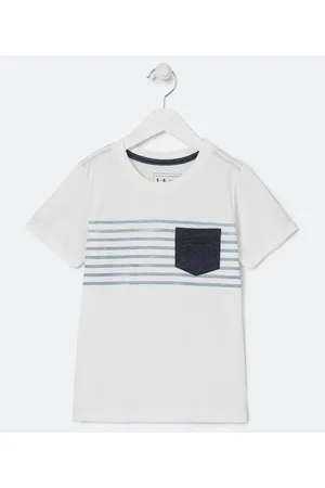Fuzarka Camiseta Infantil Listras e Bolso - Tam 5 a 14 anos