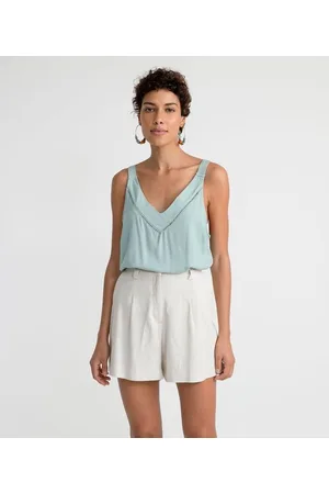 Marfinno Blusa Regata em Viscose com Detalhe no Decote