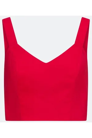 Blue Steel Blusa Regata Cropped em Bengaline com Decote V e Alça Larga
