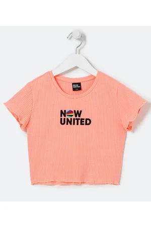 Now United Blusa Infantil Neon Canelada Bordado de - Tam 5 a 14 anos