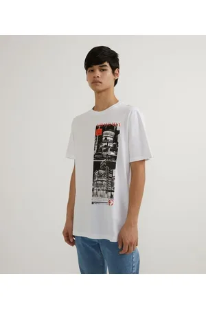 Blue Steel Camiseta Manga Curta em Algodão com Estampa Fotoprint Akihabara