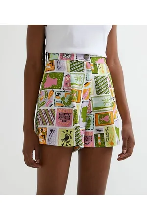 Blue Steel Short Curto em Viscose com Estampa Bahia e Pregas