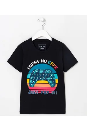 Fuzarka Camiseta Infantil Algodão com Estampa Today no Game Pop It - Tam 5 a 14 Anos
