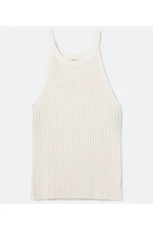 Marfinno Blusa Regata em Viscose Canelada com Gola Halter