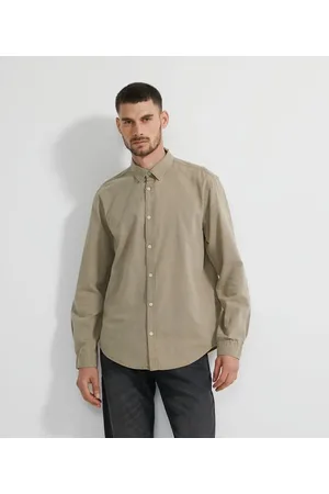 Marfinno Camisa Manga Longa em Oxford com Efeito Lavado