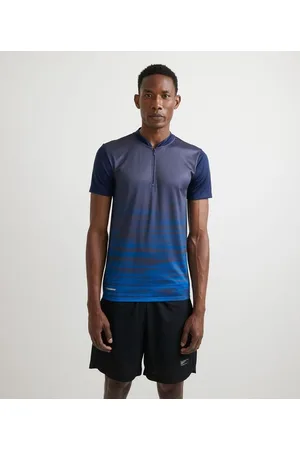 Get Over Camiseta Ciclista com Zíper Frente e Bolsos e Refletivo nas Costas com Estampa em Degradê em