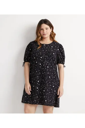 Ashua Curve e Plus Size Vestido Curto em Meia Malha com Estampa de Constelação Curve & Plus Size