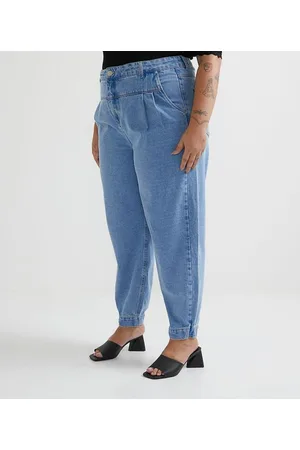 Calça Wide Leg em Jeans Estonado Curve & Plus Size Azul
