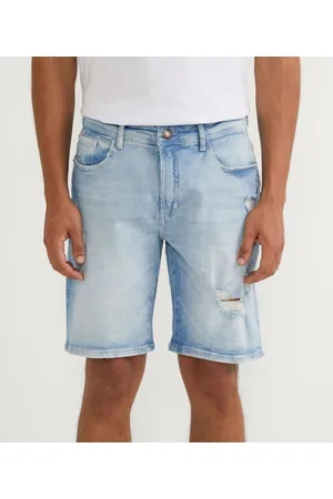 Blue Steel Bermuda Jeans Skinny com Puídos