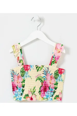 Fuzarka Blusa Infantil em Viscose com Lastex e Estampa Floral - Tam 5 a 14 anos