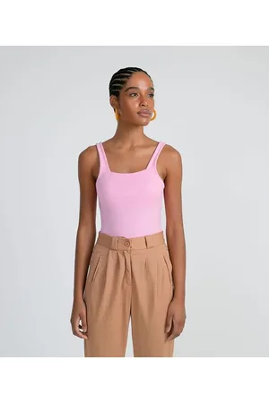 Blue Steel Blusa Regata Básica em Ribana com Decote Quadrado