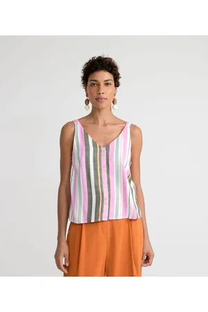 Marfinno Blusa Regata em Viscose Listrada