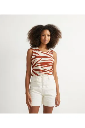Marfinno Blusa Regata em Viscose Canelada com Estampa Animal Print Zebra