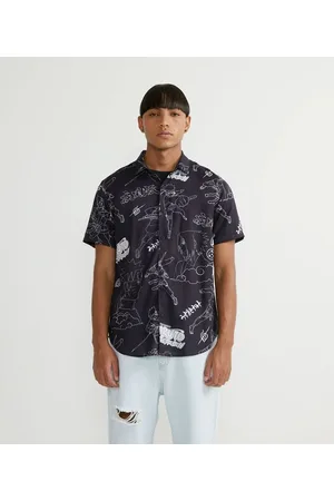 Naruto Camisa Manga Curta em Viscose com Estampa de