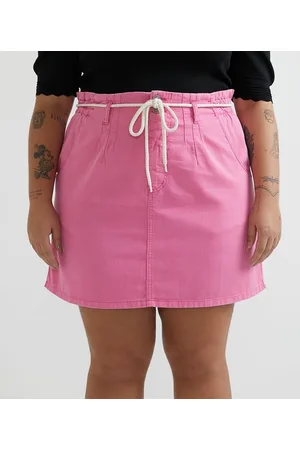 Ashua Curve e Plus Size Saia Evasê em Sarja com Cinto de Cordão Curve & Plus Size