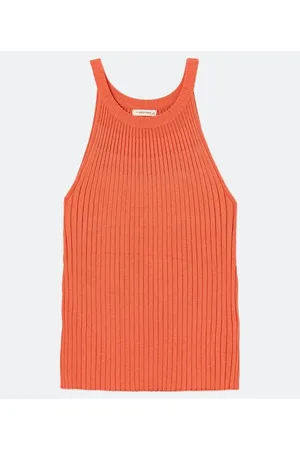 Marfinno Blusa Regata em Viscose Canelada com Gola Halter