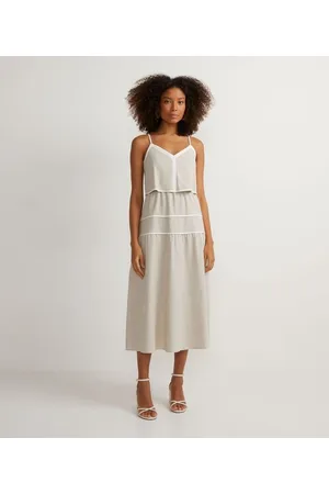 Marfinno Vestido Midi em Viscose com Detalhes Contrastantes