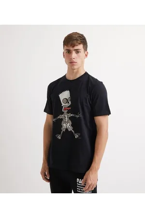The Simpsons Camiseta em Meia Malha Manga Curta com Estampa Bart Fosforescente