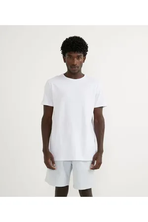 Blue Steel Camiseta Manga Curta Creponada Long Fit com Etiqueta na Barra