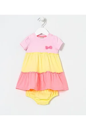 Teddy Boom Vestido Infantil Marias Recortes Bloco de Cores com Calcinha - Tam 0 a 18 meses